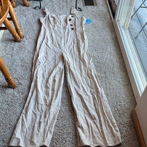 Elegant Beige Jumpsuit with Button Accents